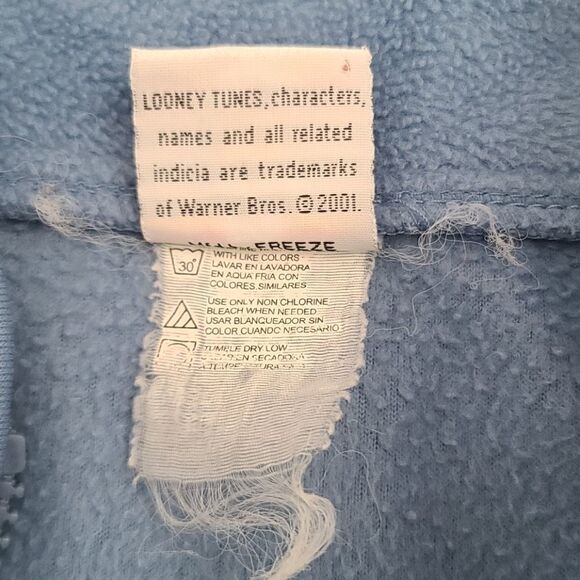 Vintage 90s Y2K Kidcore Looney Tunes Blue Tweety Bird Pullover Fleece - Picture 10 of 14